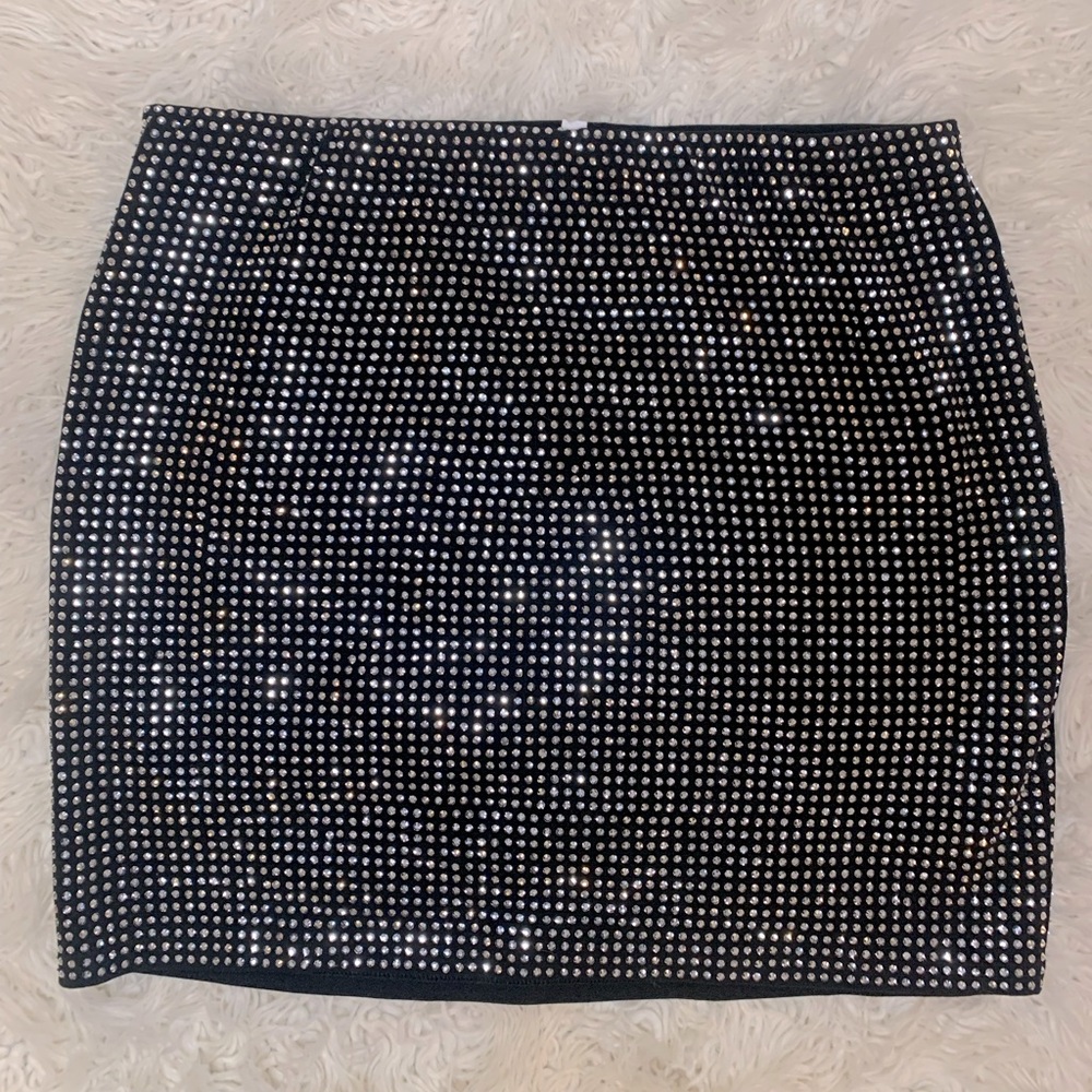 Good American Black and Silver Mini Skirt Size 3